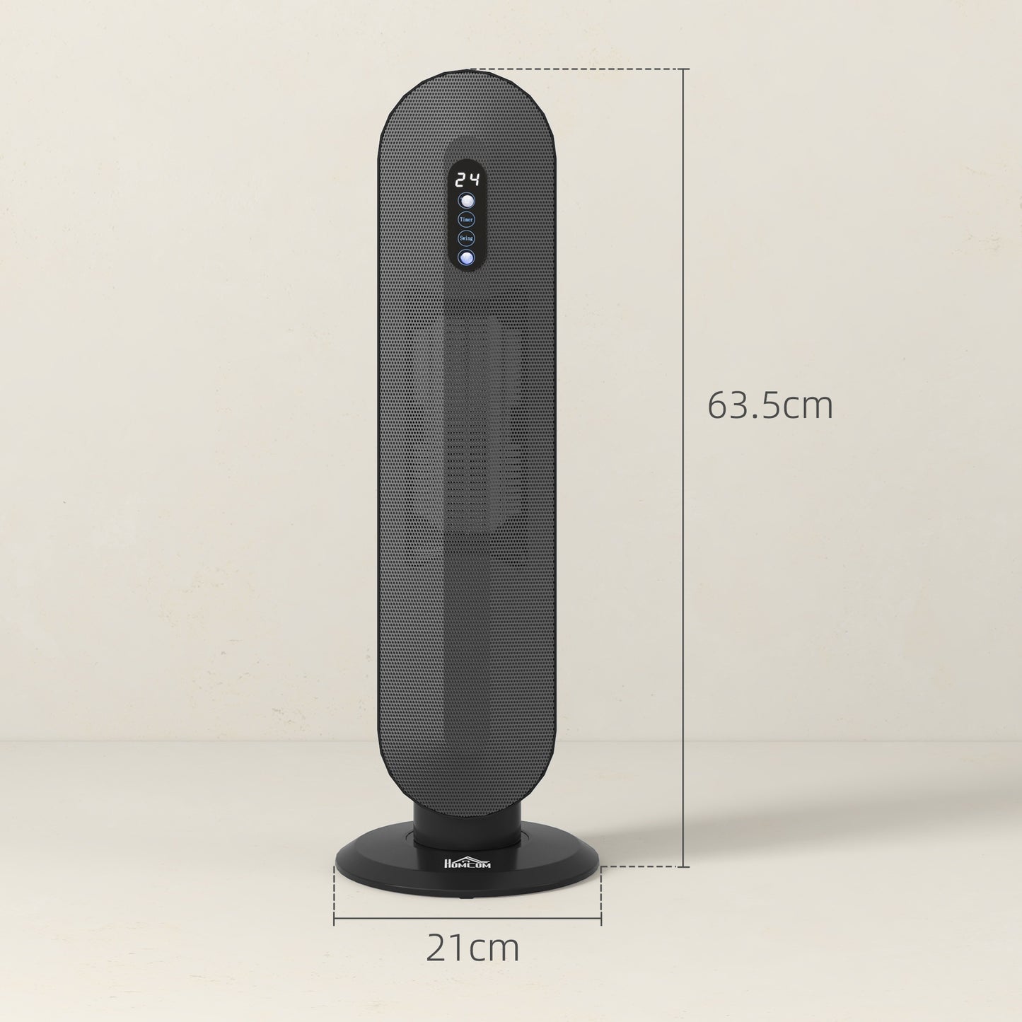 HOMCOM 45 Degree Oscillating Ceramic Space Heater With Remote Control For Home Office Black