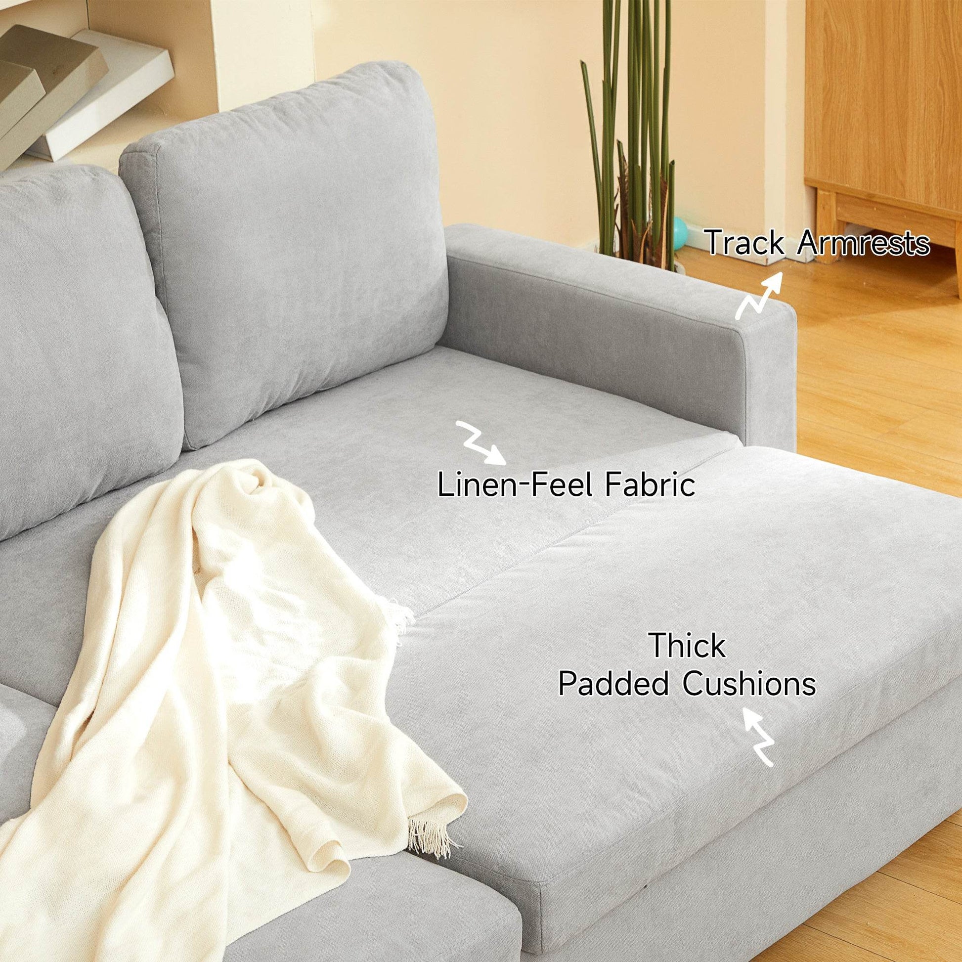 Light Grey HOMCOM L-Shaped Sofa Bed with Storage Solution - ALL4U RETAILER LTD