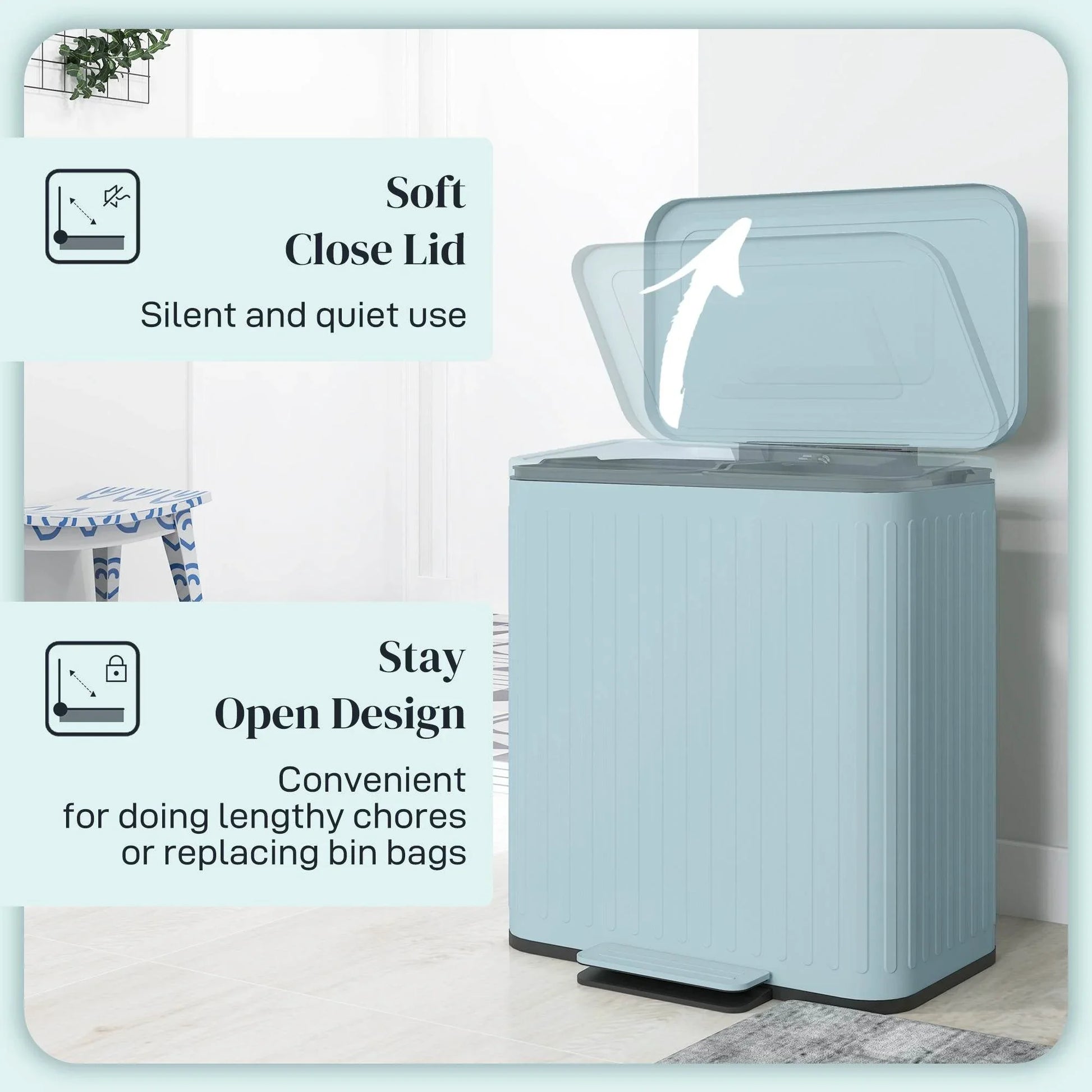 HOMCOM 40L Dual Compartment Kitchen Bin with Soft-Close Lid and Removable Buckets, Fingerprint-Proof Pedal Operation, Light Green - ALL4U RETAILER LTD