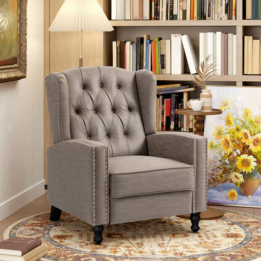 HOMCOM Chesterfield Style Reclining Armchair Brown With Tufted Back And Studded Detailing Manual Recline