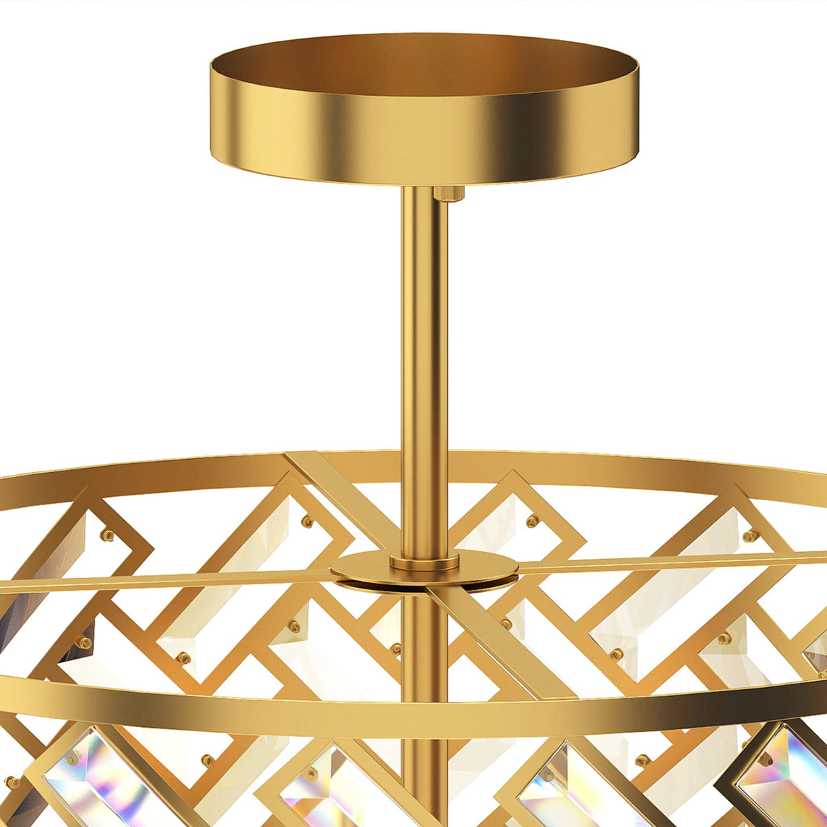 HOMCOM 3 Light Crystal Glass Ceiling Light with Gold Tone E14 Sockets