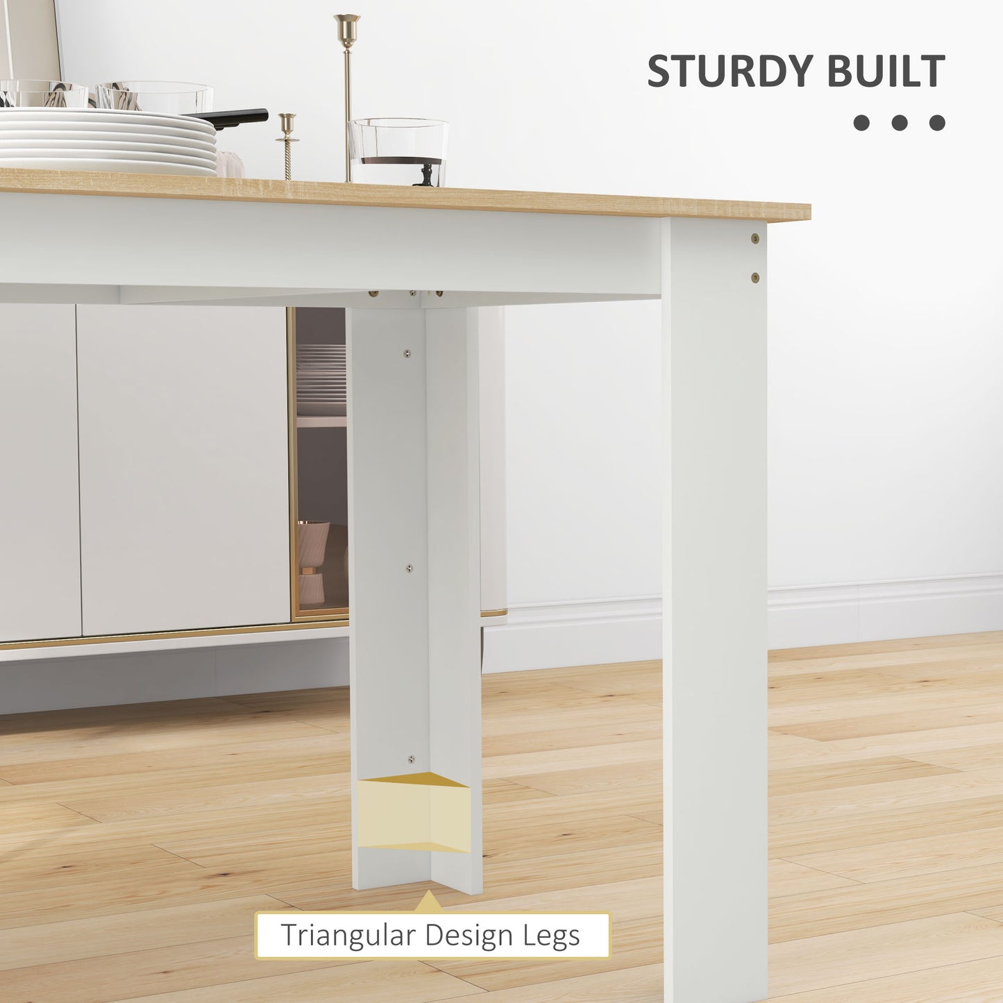 HOMCOM Dining Table for 4 to 6 People With Wood Effect Oak and White Finish for Dining Rooms and Small Kitchens