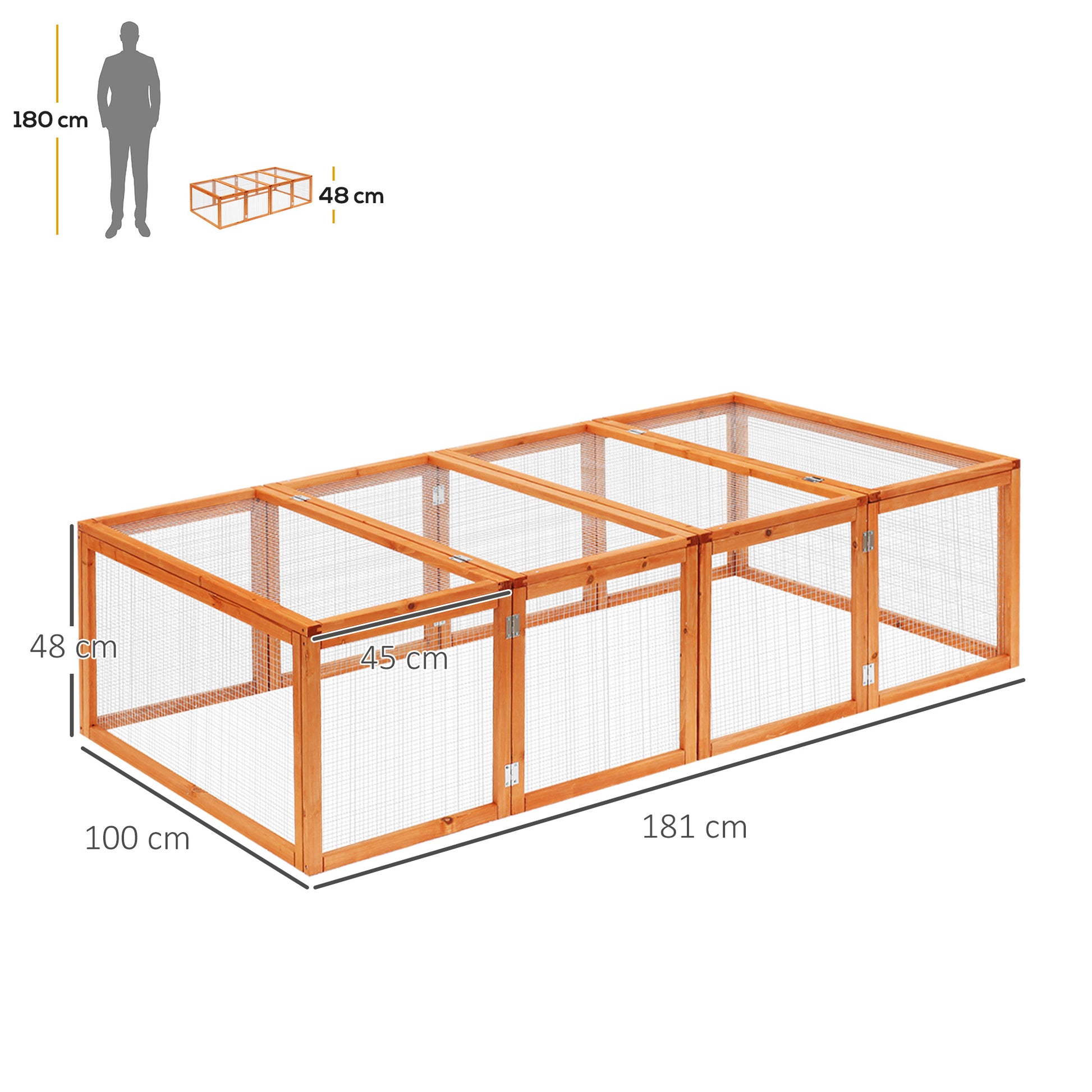 PawHut Spacious Outdoor Wooden Rabbit Hutch with Safety Run and Play Area for Small Animals - ALL4U RETAILER LTD