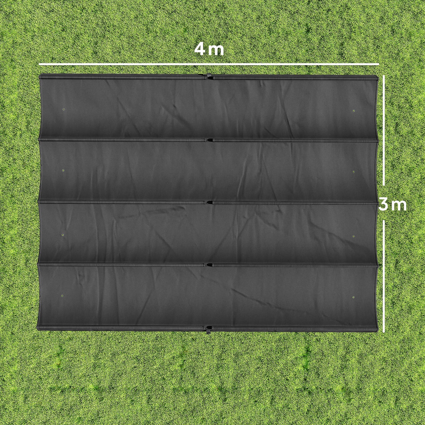 Outsunny Retractable Pergola Canopy Replacement Cover 3.92 x 3.5 m UV 30 Plus for 4 x 3 m Pergola Dark Grey