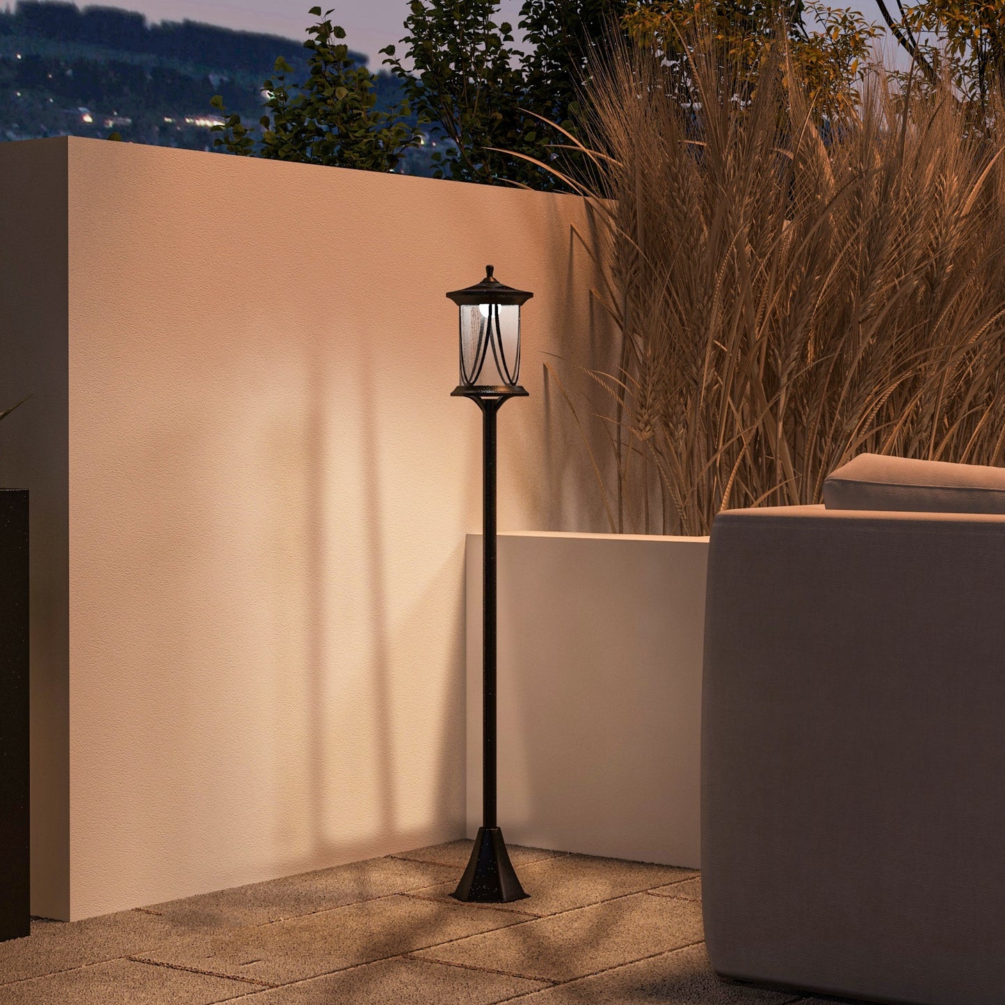 Outsunny Solar Lamp Post Light 1.3 M LED Outdoor Street Light IP44 Waterproof for Patio Garden Pathway Cool White