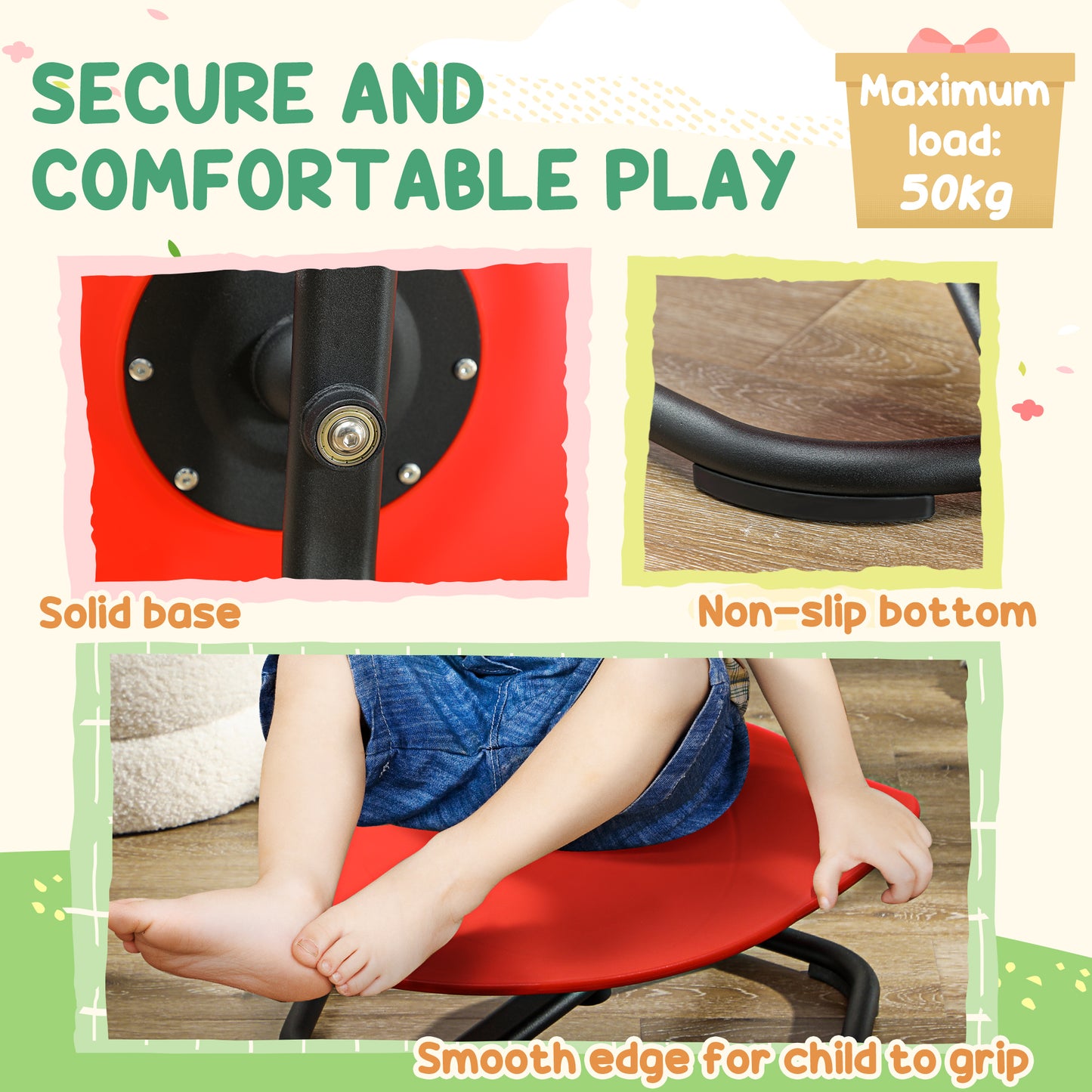 AIYAPLAY Sensory Spinning Chair For Kids Balance Coordination Non Slip Base PP Durable Toy Supports Up To 50kg