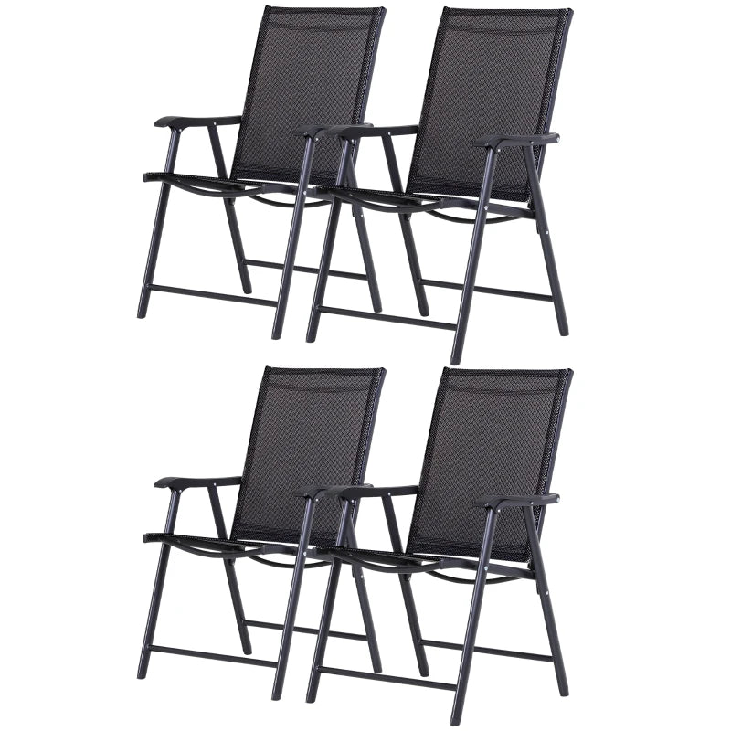 Outsunny 4-PCS Garden Armchairs Outdoor Patio Folding Modern Furniture, Black - ALL4U RETAILER LTD