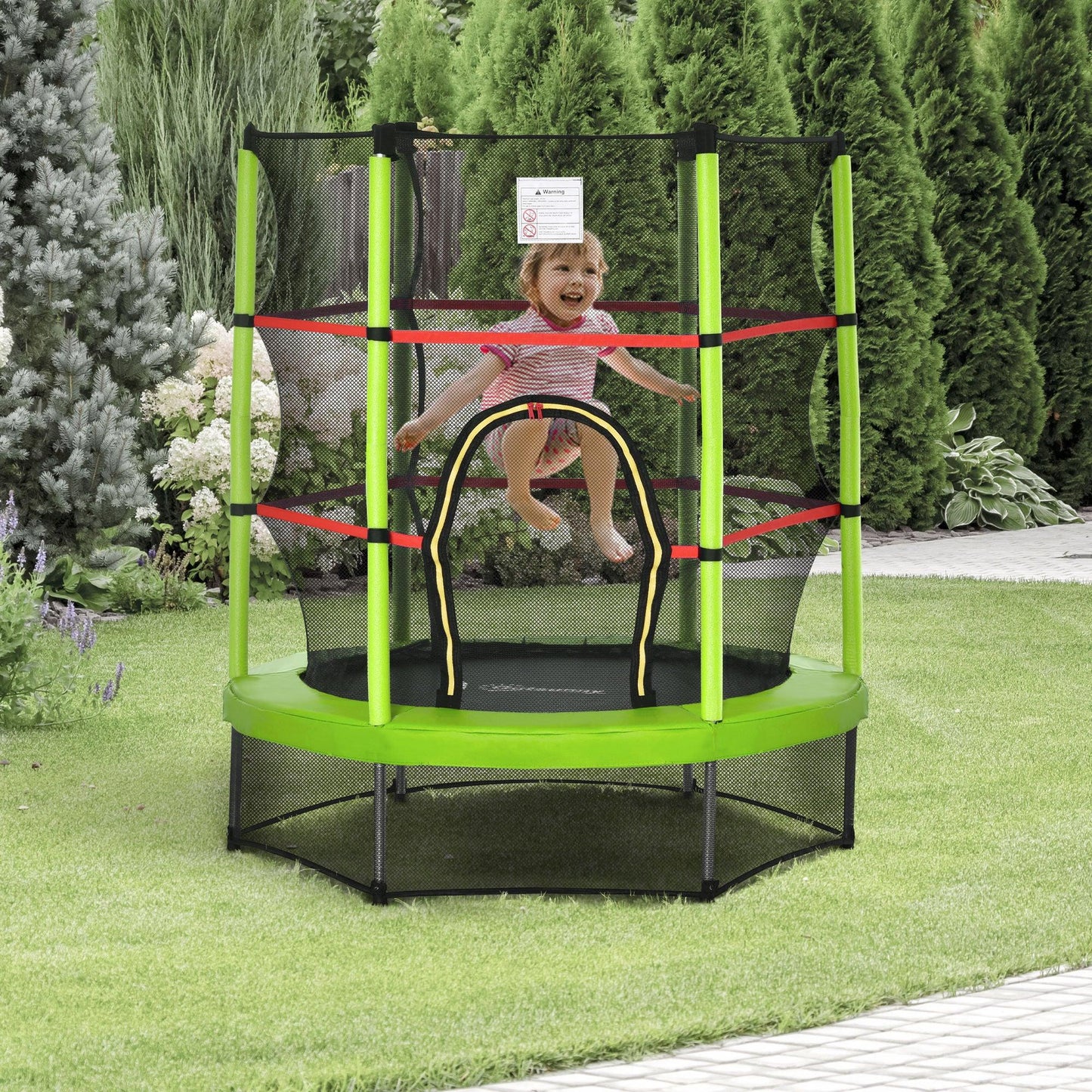 HOMCOM 5.2FT Kids Trampoline with Enclosure - Green - ALL4U RETAILER LTD