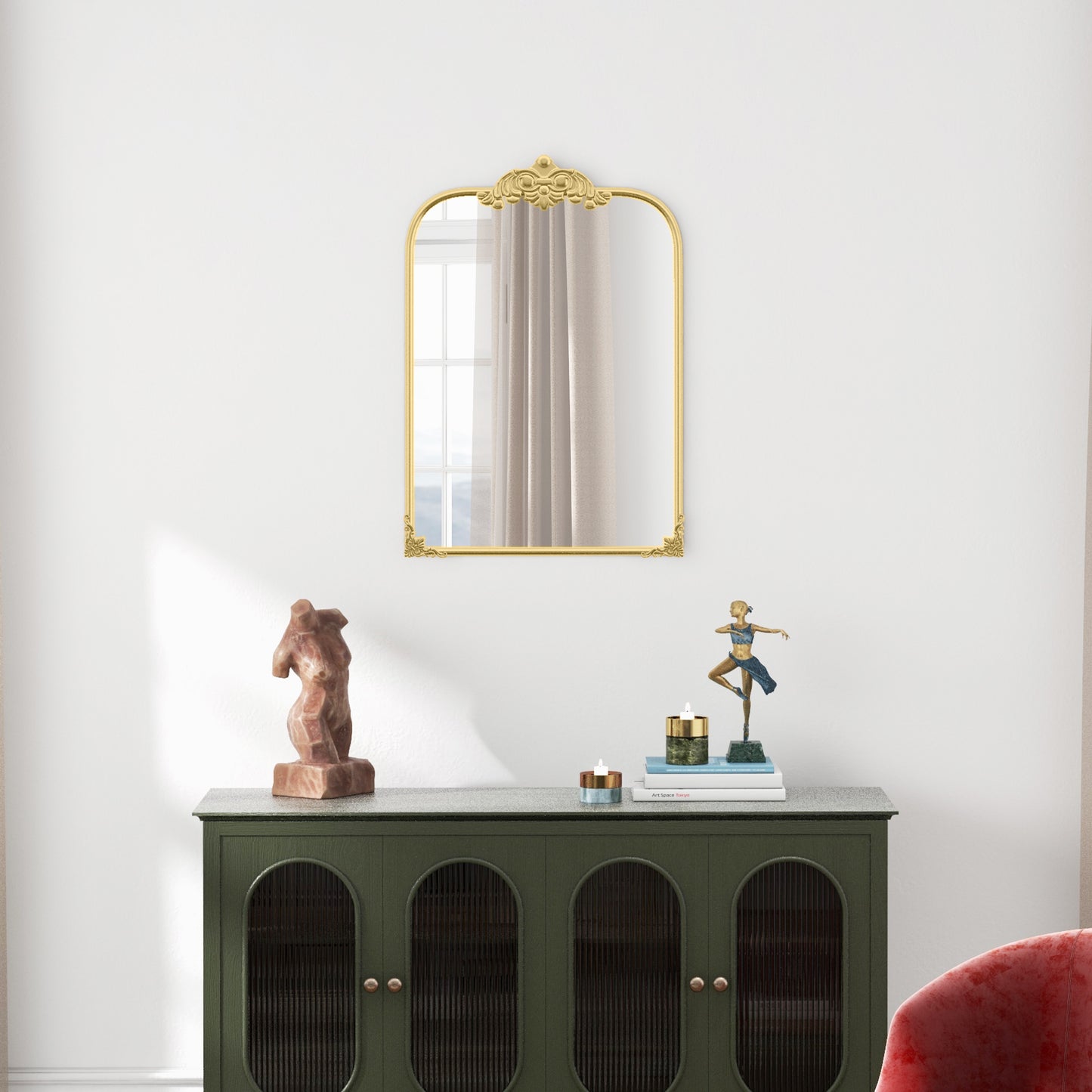 HOMCOM Wall Mirror Baroque Decorative Mirror With Metal Gold Tone Frame 60 By 87 Cm For Bedroom And Living Room
