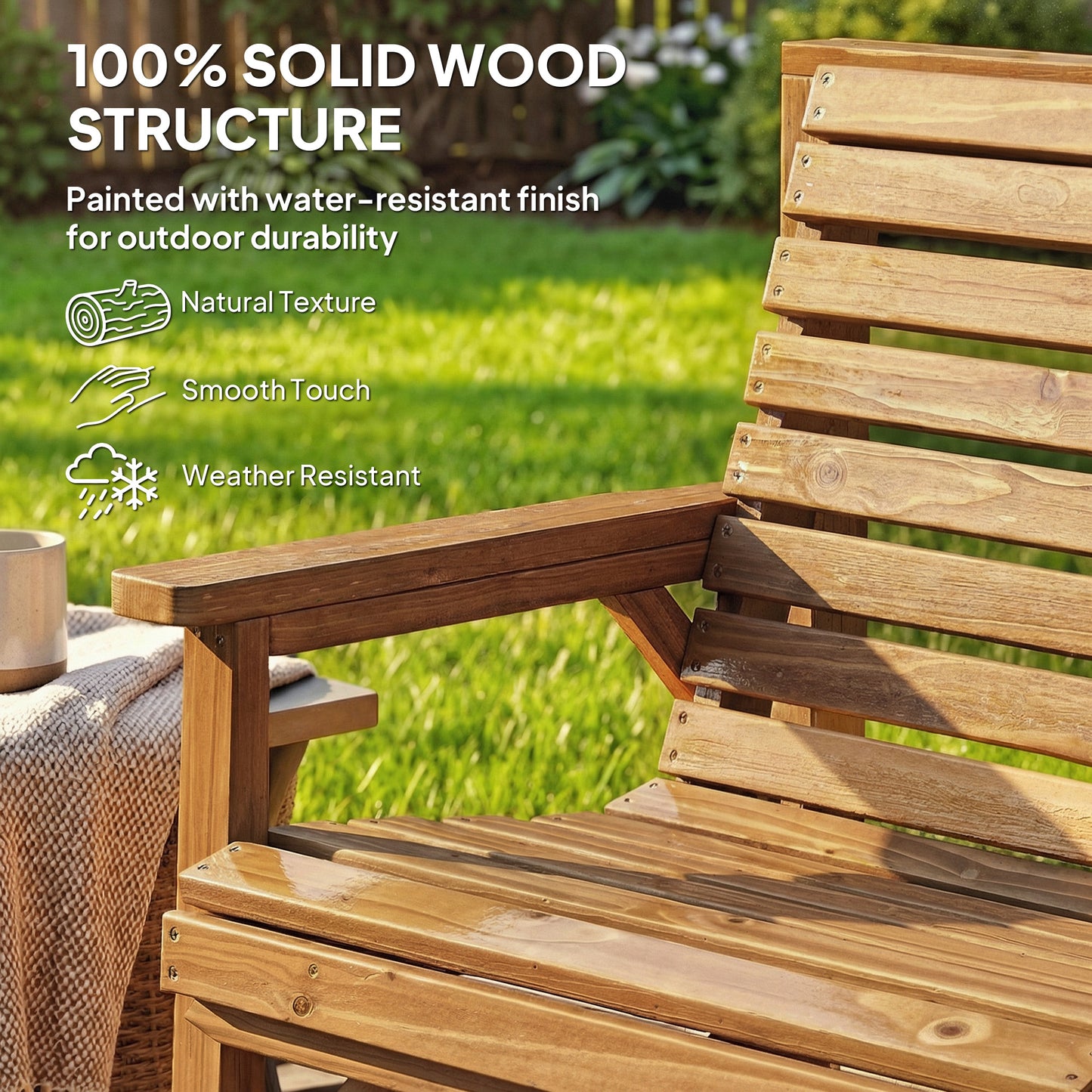Outsunny Three Piece Wooden Garden Furniture Set With Detachable Table 1 Chair 1 Bench Natural Wood Finish