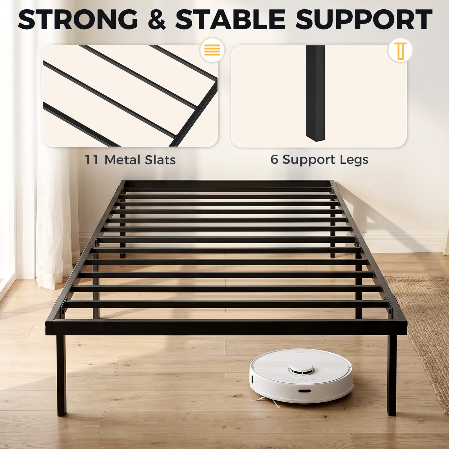HOMCOM 3ft Single Bed Frame With Underbed Storage And Steel Slat Support No Box Spring Needed