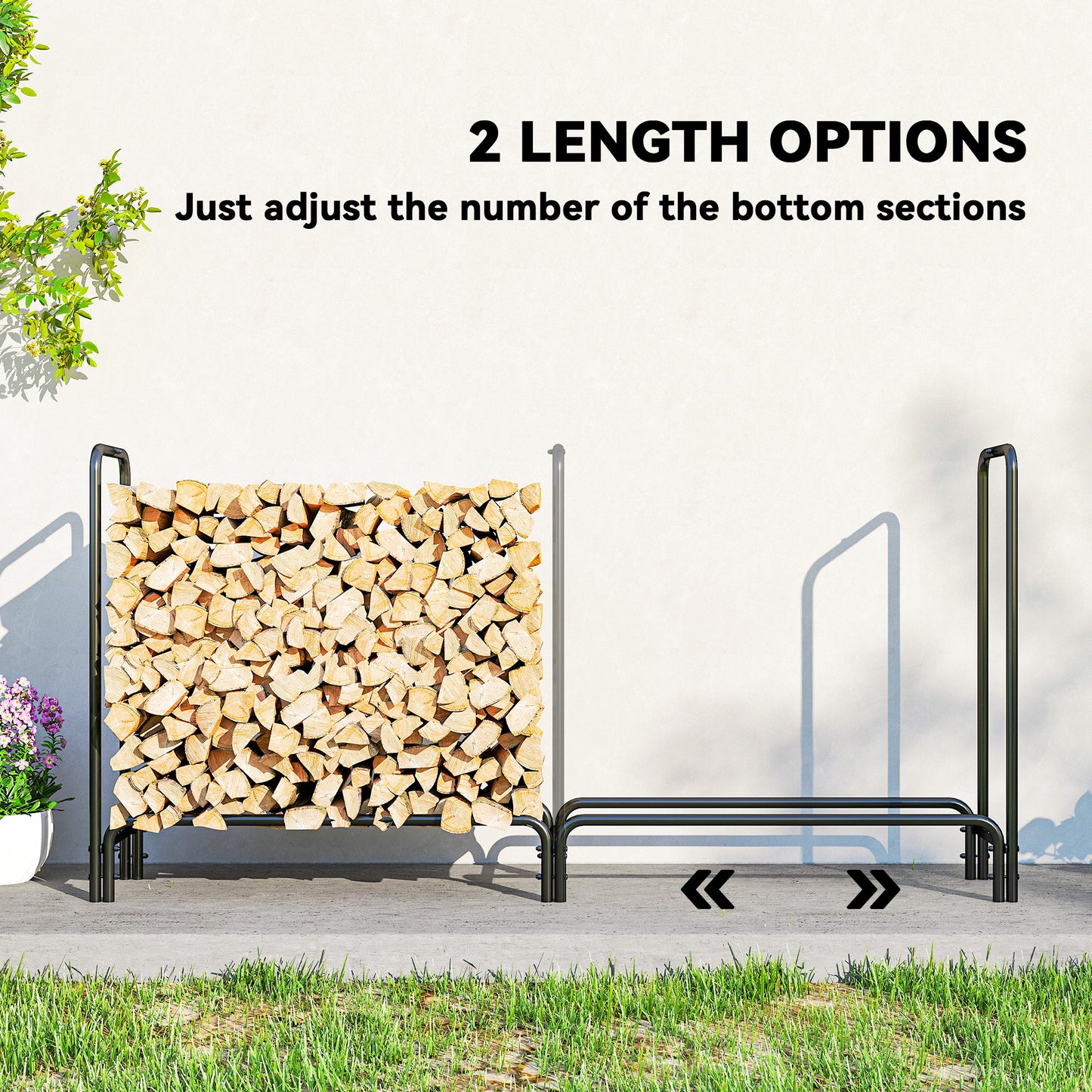 Outsunny Firewood Rack With Waterproof Cover Heavy Duty Metal Log Store For Indoor Outdoor 200 X 36 X 99 CM Dark Green