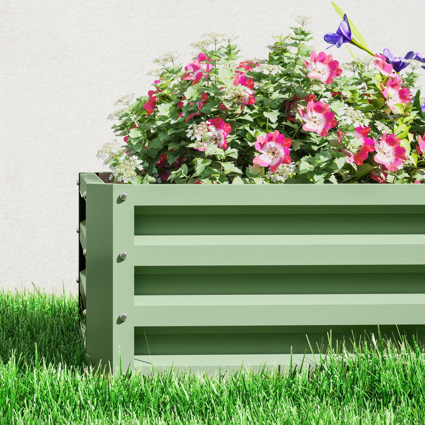 Outsunny Galvanised Raised Garden Bed For Herbs And Vegetables Outdoor Planter For Patio Balcony And Garden