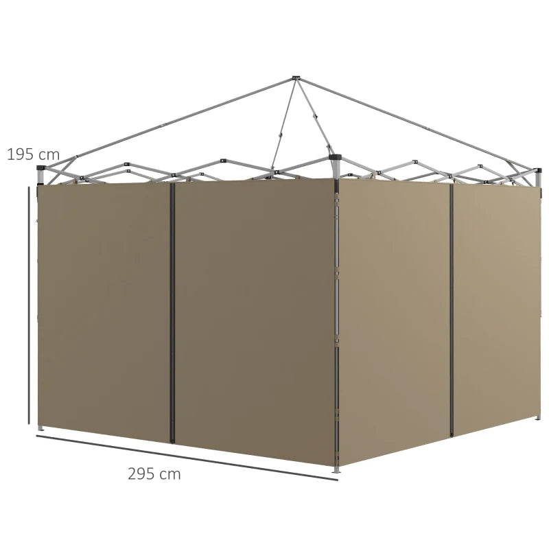 Outsunny Gazebo Side Panels - 2 Pack Replacement for 3x3m or 3x6m Pop Up Gazebo with Zipped Doors - Beige - ALL4U RETAILER LTD