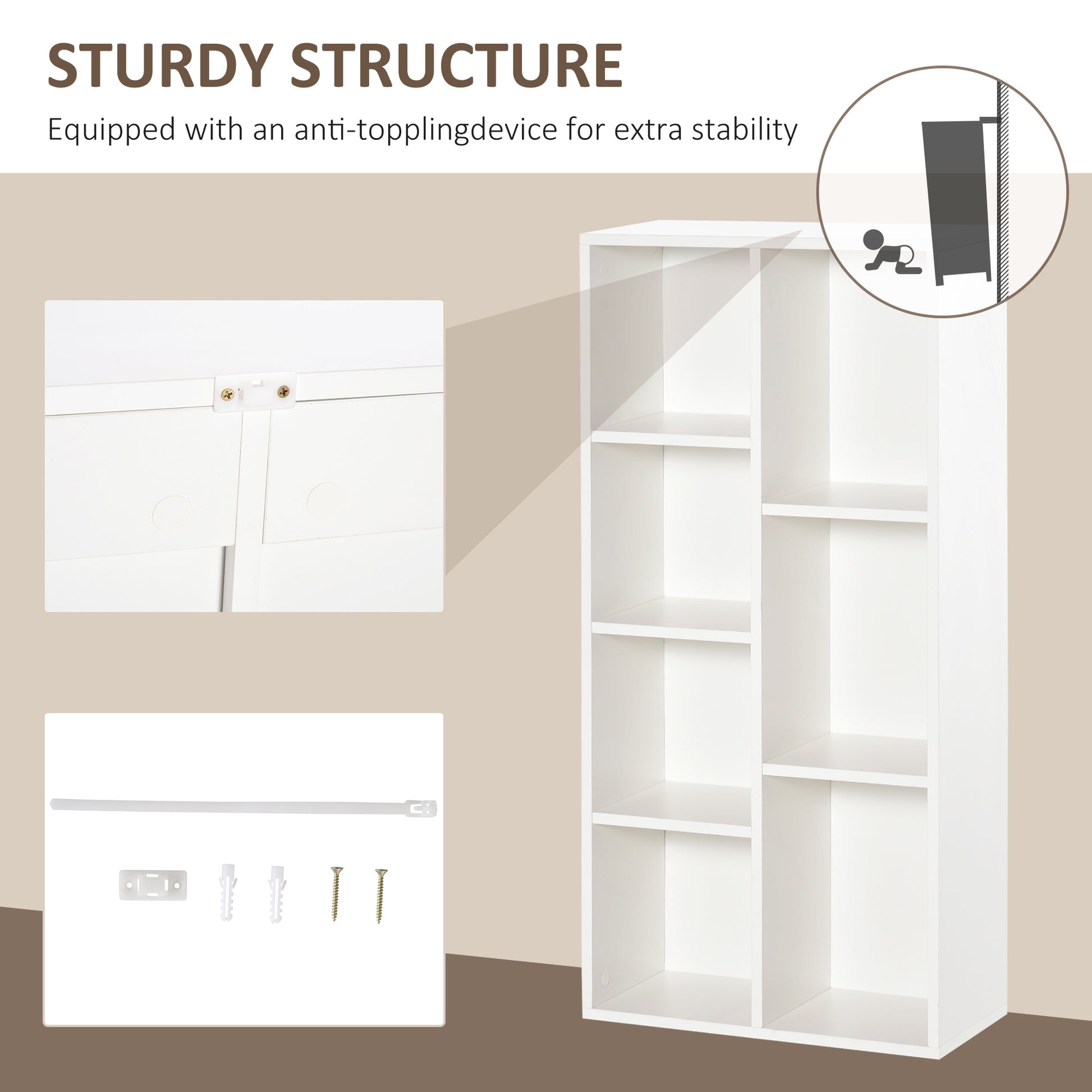 HOMCOM Modern White Seven-Cube Storage Bookcase - ALL4U RETAILER LTD