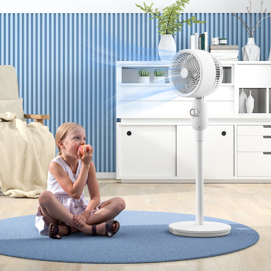 HOMCOM 12 Inch Pedestal Floor Standing Fan With 3 Speed Settings Oscillating Function For Bedroom Home Office White