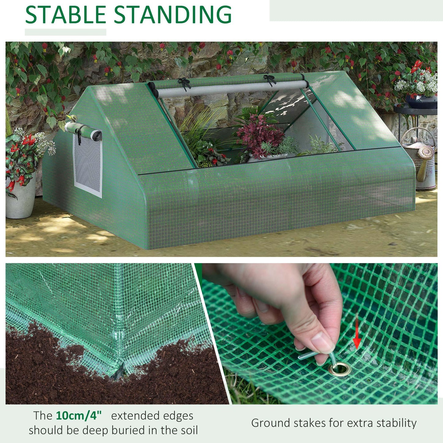 Outsunny 180 x 140 x 80cm Portable Mini Greenhouse with Zipped Windows, Green - ALL4U RETAILER LTD