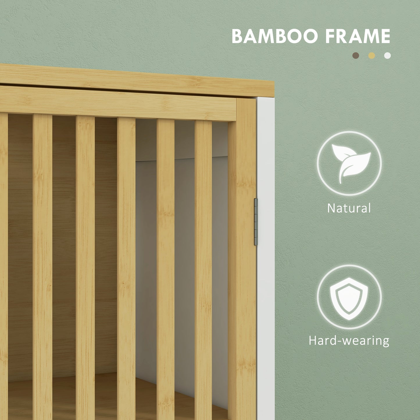 HOMCOM Bamboo Blend Retro Cutout Under Sink Cabinet With Three Position Adjustable Shelf For Bathroom Storage