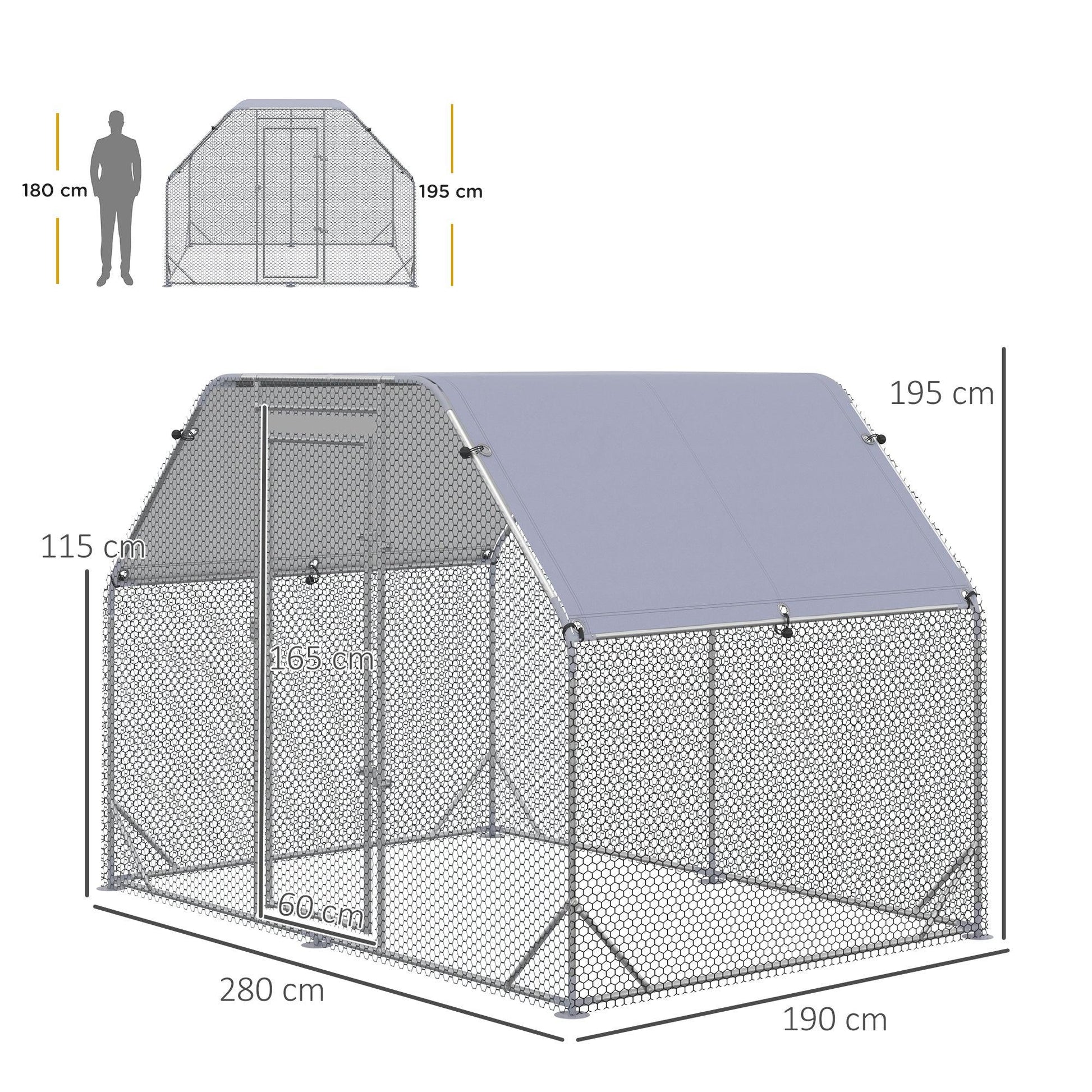 PawHut Chicken Run with Roof, Walk In Coop for 4-6 Chickens - ALL4U RETAILER LTD