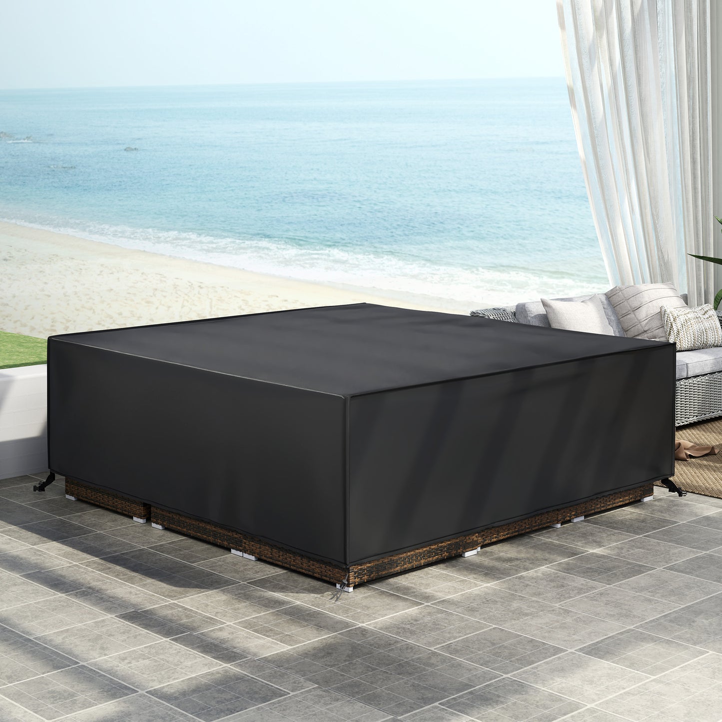 Outsunny Large Patio Furniture Set Cover 600D Oxford Square Waterproof 230 x 230 x 70 cm Black