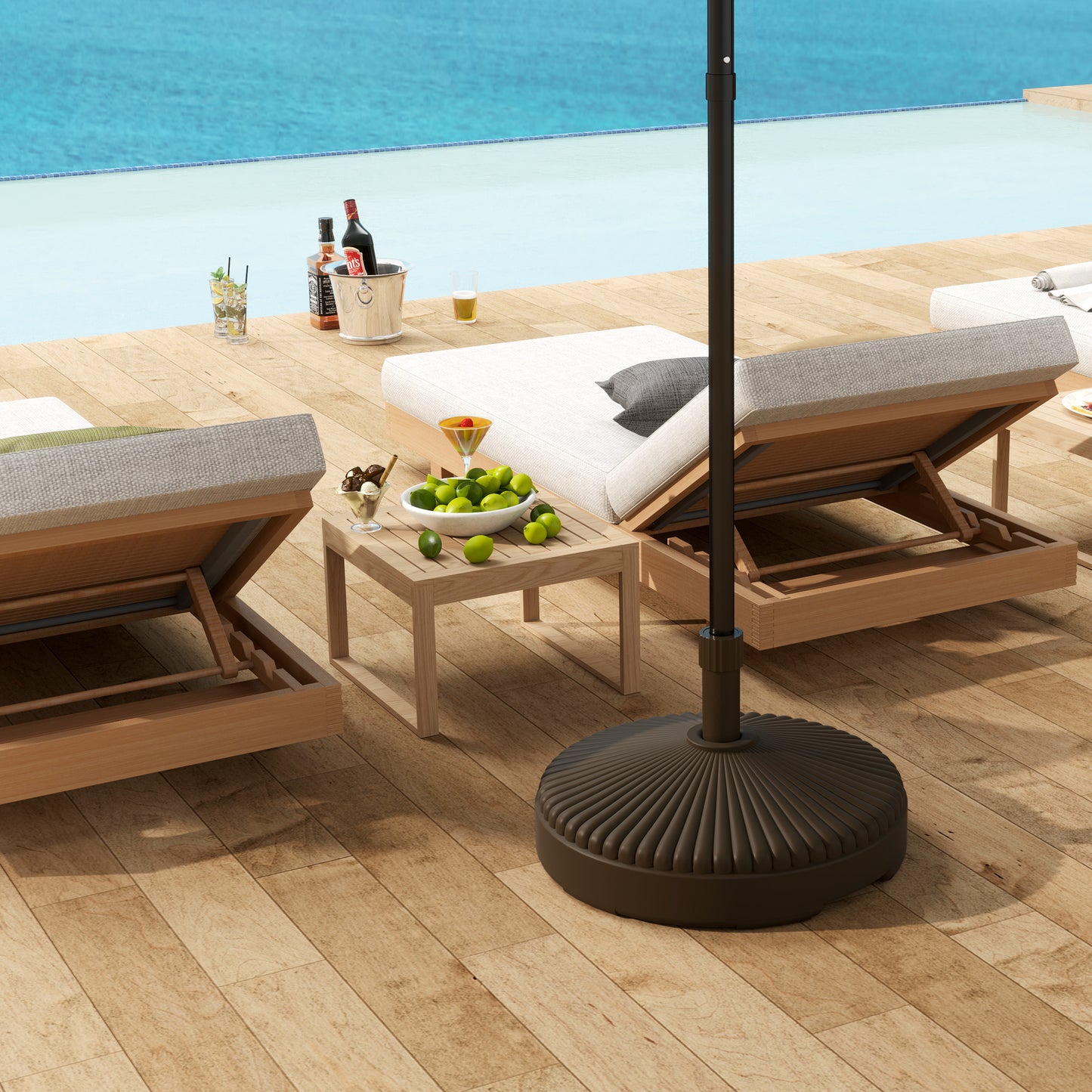 Outsunny Garden Parasol Base Holder For Outdoor Umbrella Stand Sand Or Water Filled Weight 28kg Or 23kg Brown