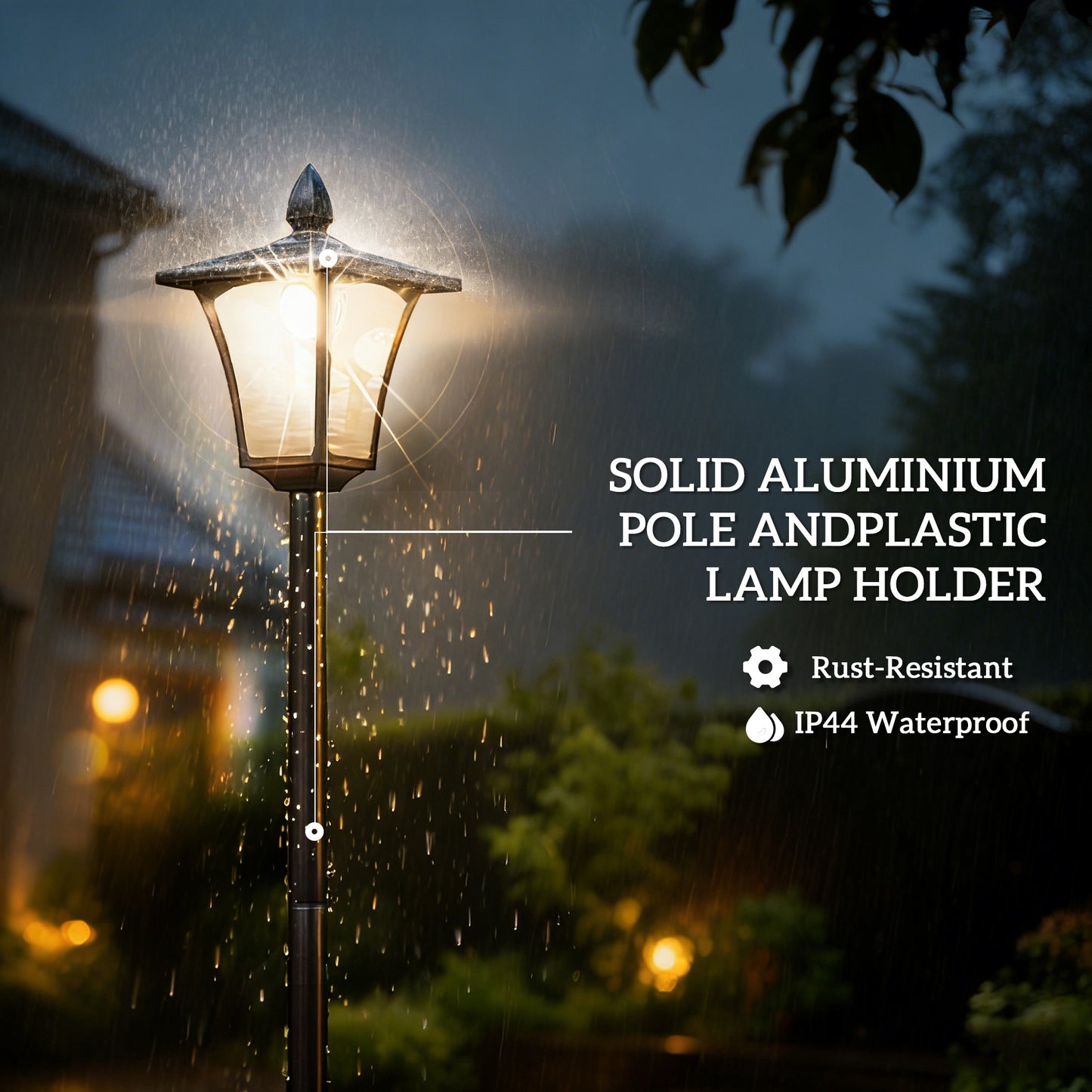 Outsunny Garden Solar Lamp Post Light With Built In Planter Waterproof LED Outdoor Post Light Black Dusk To Dawn