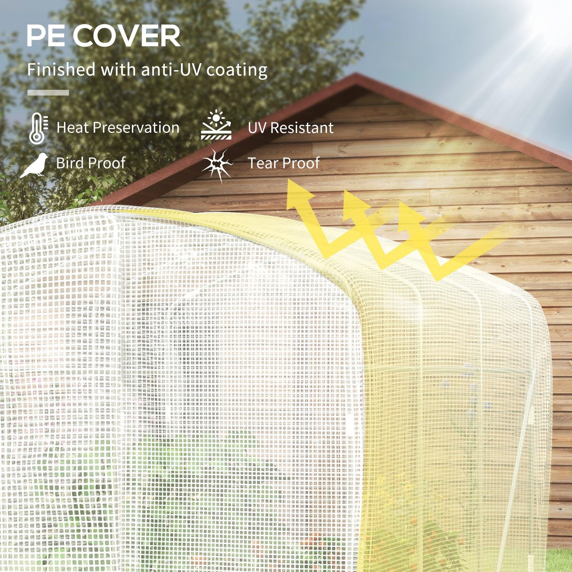 Outsunny Polytunnel Greenhouse Walk-in Grow House with UV-resistant PE Cover, Door and Galvanised Steel Frame, 2 x 2 x 2m, White - ALL4U RETAILER LTD