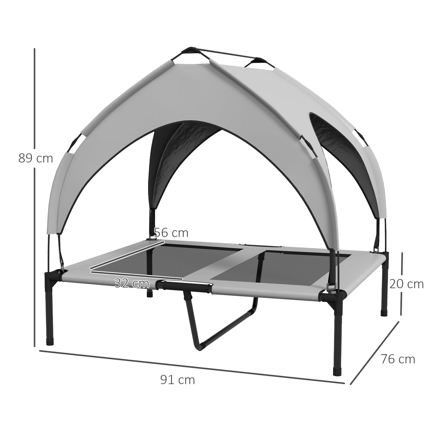 PawHut Cooling Raised Pet Bed Washable Breathable Mesh Medium Large Dogs 91x76x89cm Light Grey - ALL4U RETAILER LTD