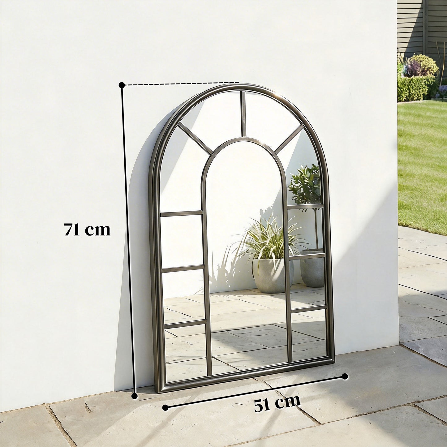 Outsunny Arched Mirror Shatterproof Acrylic Windowpane Wall Mounted Mirror With Robust Metal Frame 71 x 51 cm Black