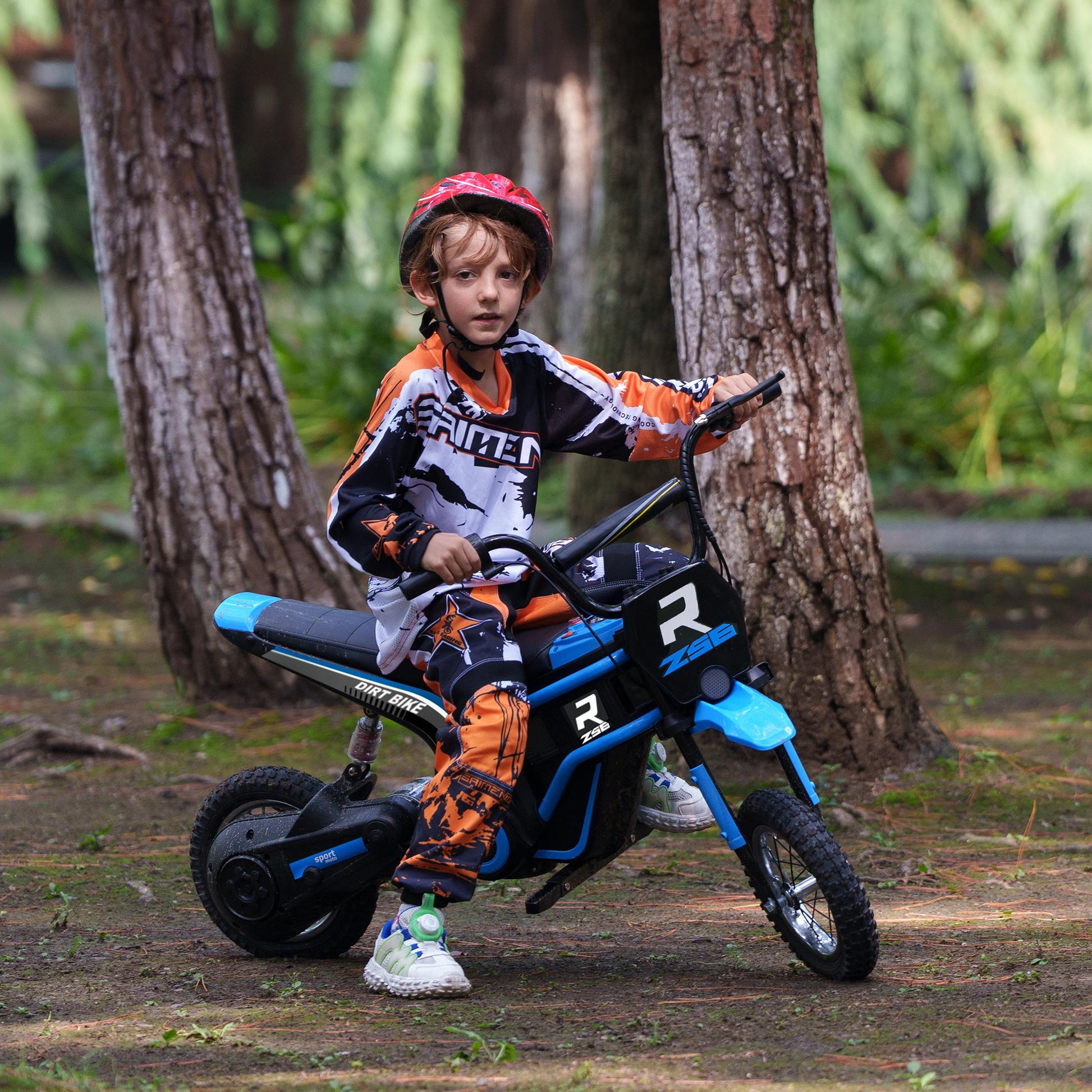 HOMCOM 24V Kids Electric Motorcycle with Twist Throttle, Music & Horn - Blue, 12" Pneumatic Tires, Max Speed 16km/h - ALL4U RETAILER LTD