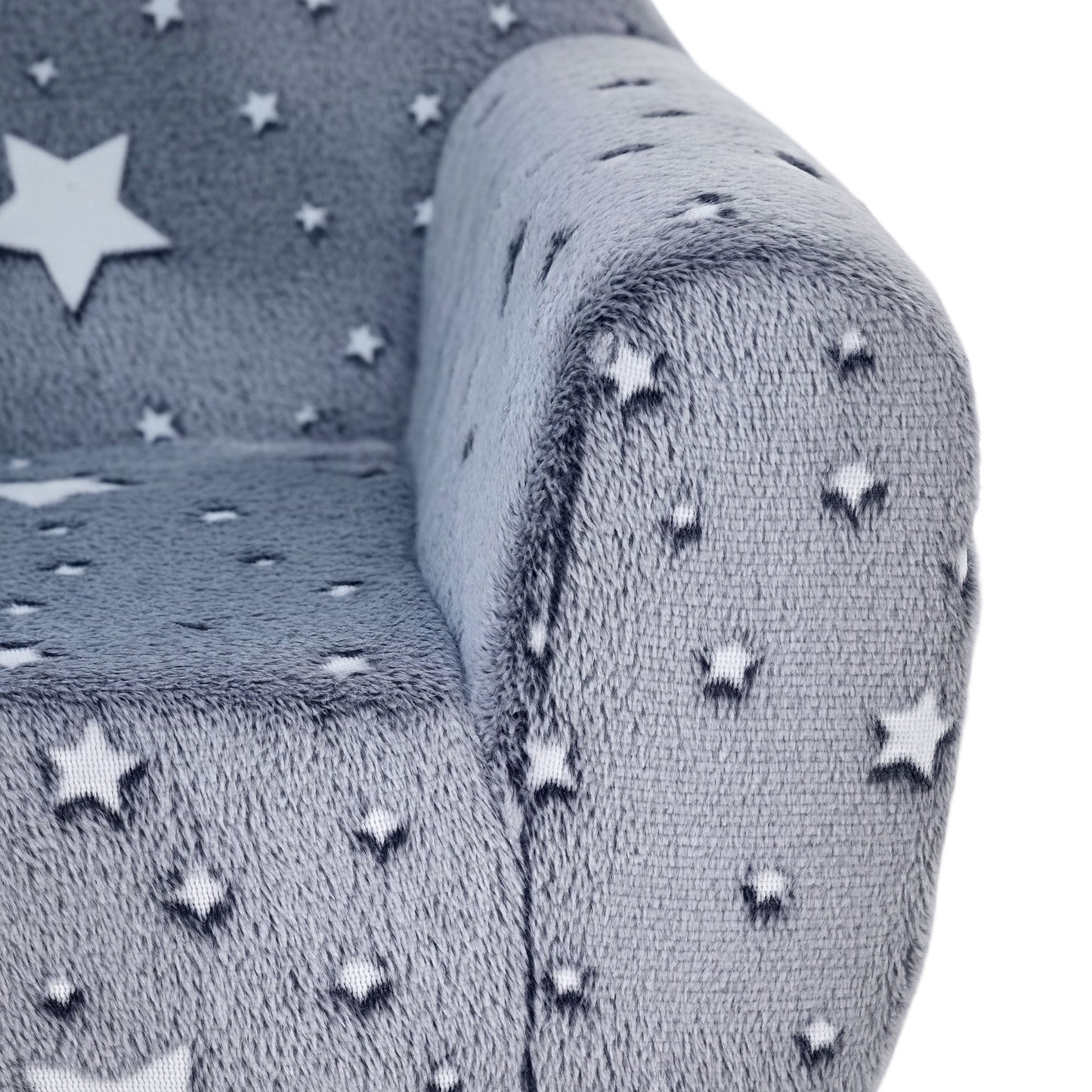AIYAPLAY Kids Glow In The Dark Armchair With Star Design For Bedroom Playroom Kids Room Grey