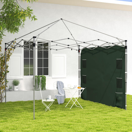 Outsunny Replacement Gazebo Sidewall 195 x 295 cm Green With Mesh Pockets And Hook And Loop Fasteners