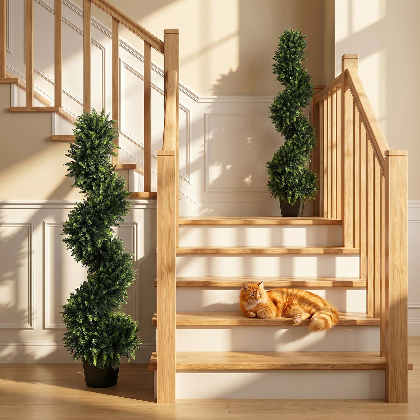 HOMCOM Cypress Set Of 2 Decorative Artificial Plants In Pots UV Resistant For Indoor Outdoor Decor 120 Cm Deep Green