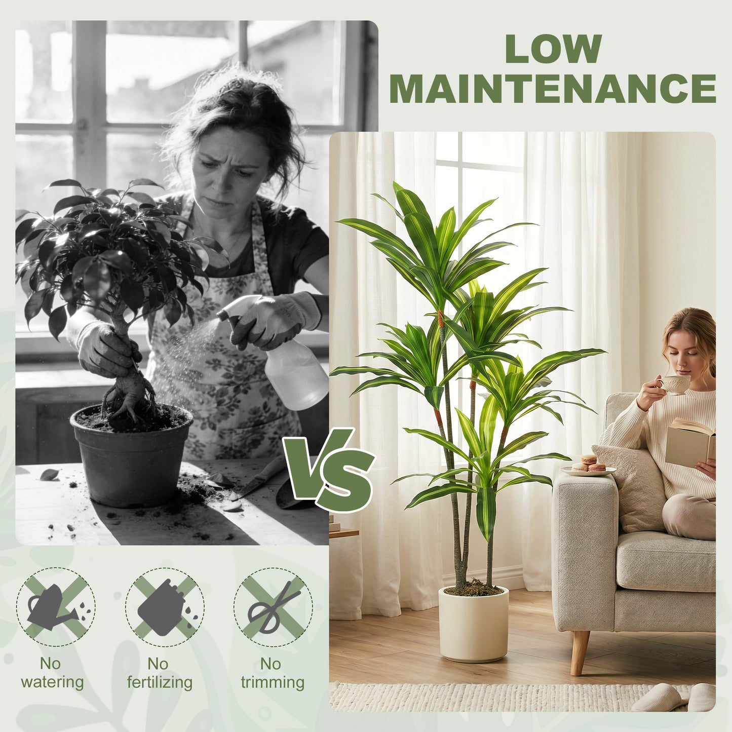 HOMCOM 150cm Artificial Dracaena Tree With Bendable Trunks And Lifelike PEVA Leaves Green Indoor Decor