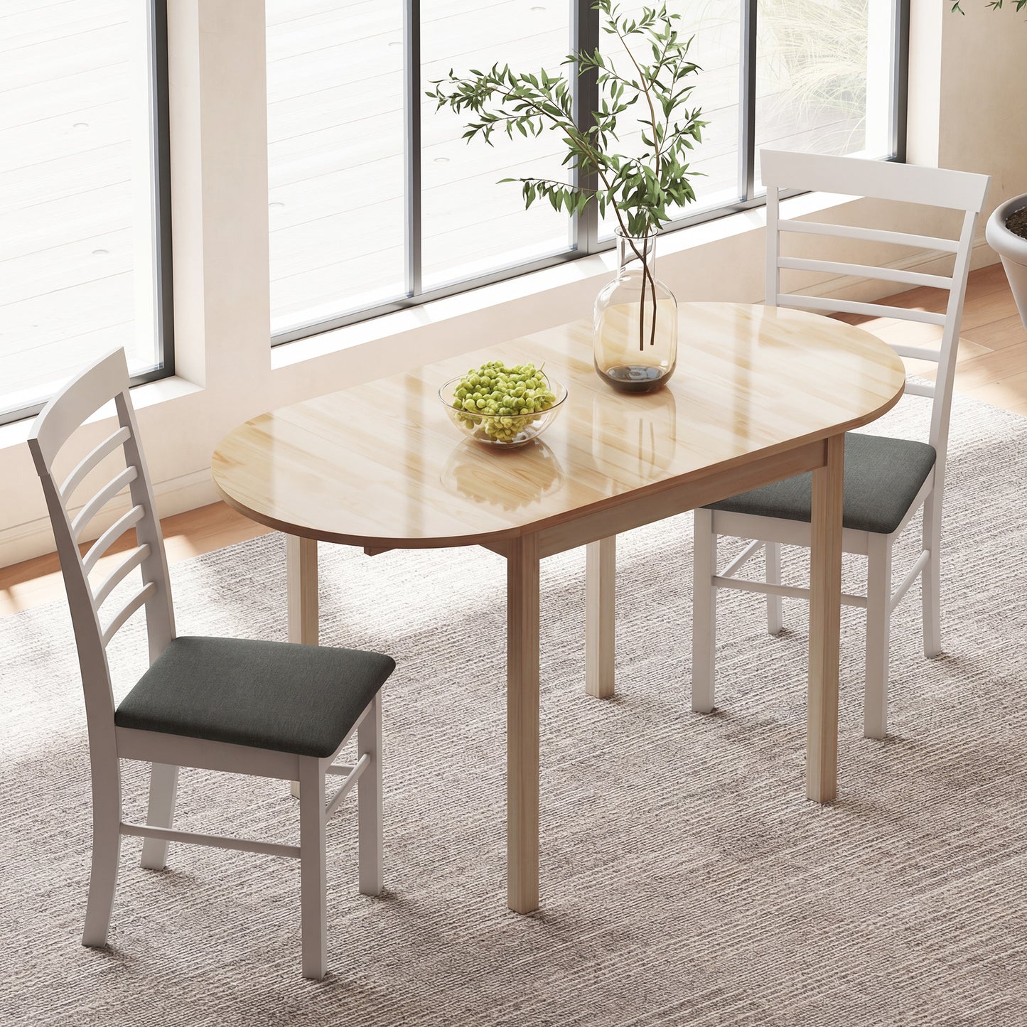 Homcom Four To Six People Wooden Drop Leaf Dining Table With Extendable Sides Natural Finish