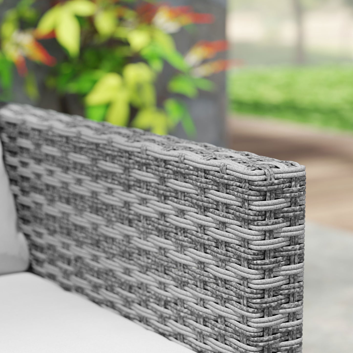 Outsunny 3 Piece Rattan Bistro Set With 4 Cushions Wicker Garden Furniture Glass Top Table For Outdoor Patio Grey