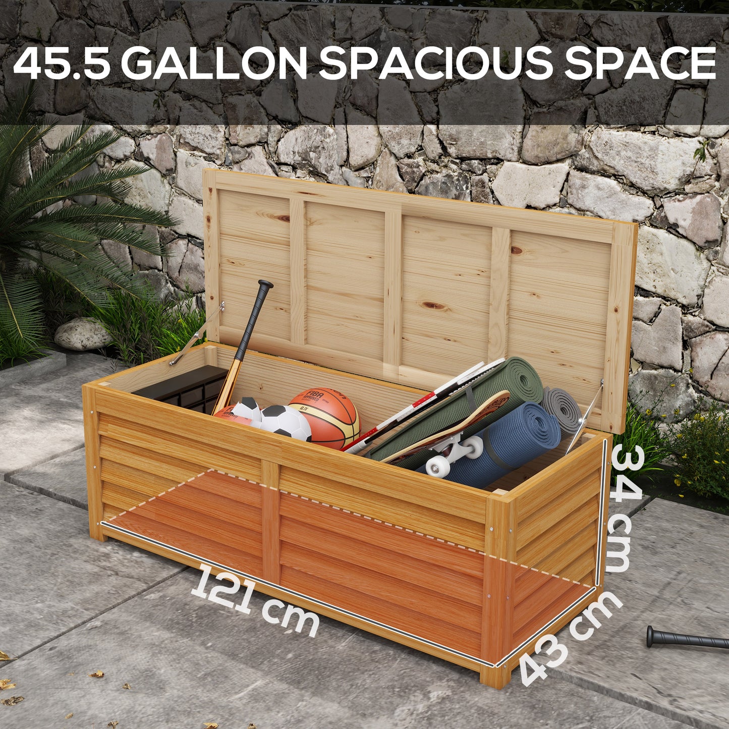Outsunny 292L Outdoor Storage Box Fir Wood Garden Storage Container Deck Box Balcony Porch Poolside Light Brown