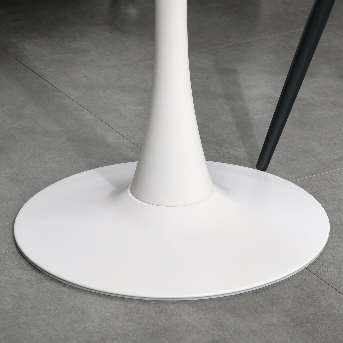 HOMCOM Stylish White Round Bistro Dining Table with Metal Hourglass Base for Kitchen and Dining Room - ALL4U RETAILER LTD