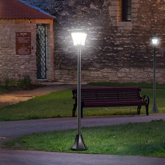Outsunny Two Pack Garden Solar Post Lights With Sensor Dimmable LED Lantern Bollard Pathway Light 1.6M Tall Black