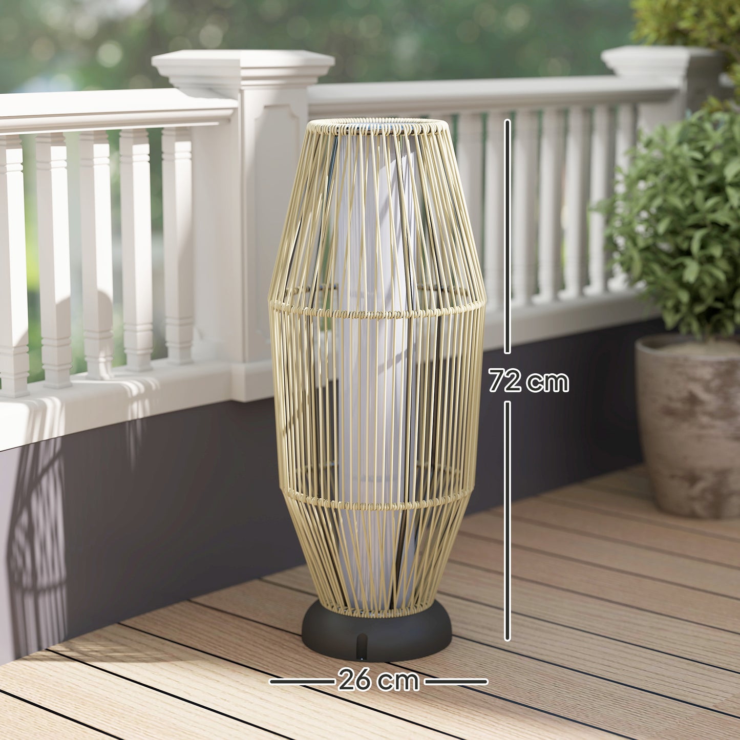 Outsunny Garden Rattan Lamp 72 cm Tall Solar Floor Lamp LED Auto On Off IP44 Outdoor Grey