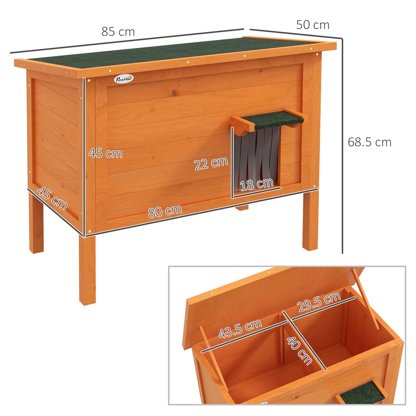 PawHut Outdoor Insulated Cat Shelter with Removable Floor and Weather-Resistant Roof - Orange - ALL4U RETAILER LTD