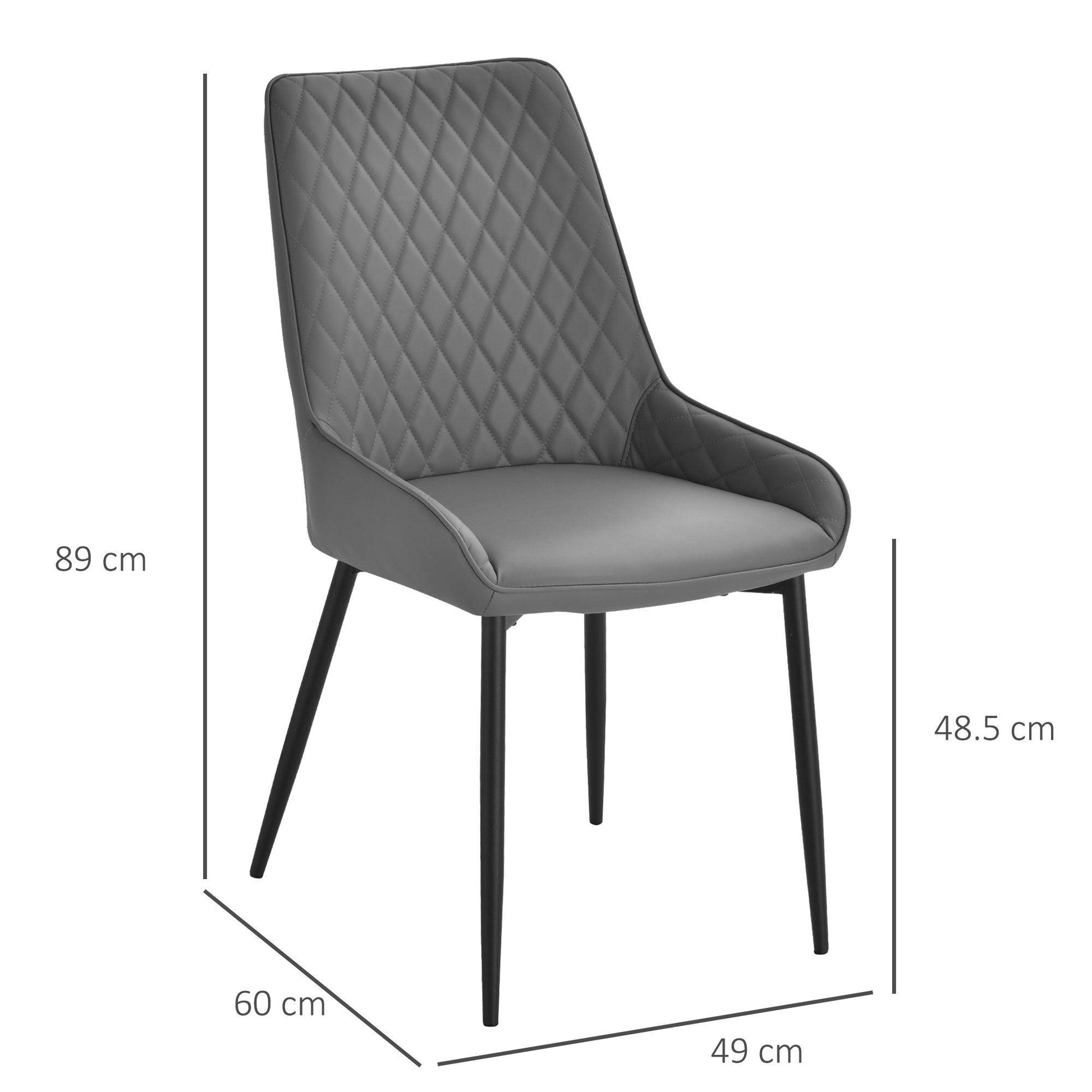 HOMCOM Modern Grey Dining Chairs - Set of 2 - ALL4U RETAILER LTD