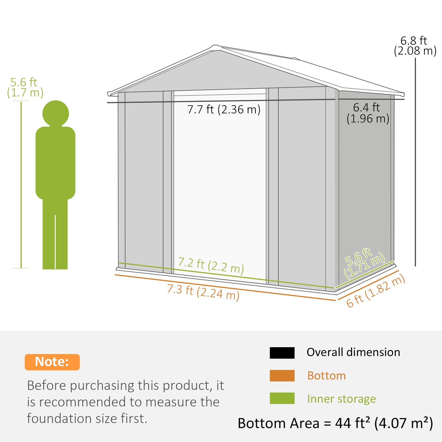Outsunny 6x8 Ft Galvanised Steel Shed With Brown Wood Effect And Sliding Doors For Outdoor Garden Storage