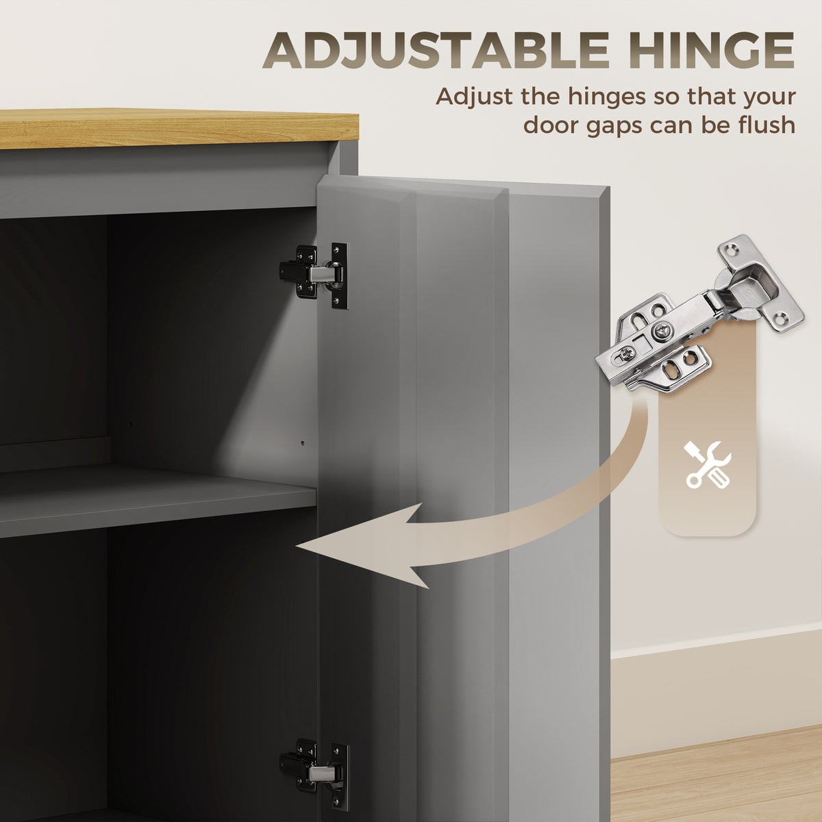 Grey HOMCOM Sideboard With Double Doors And Adjustable Storage Shelf