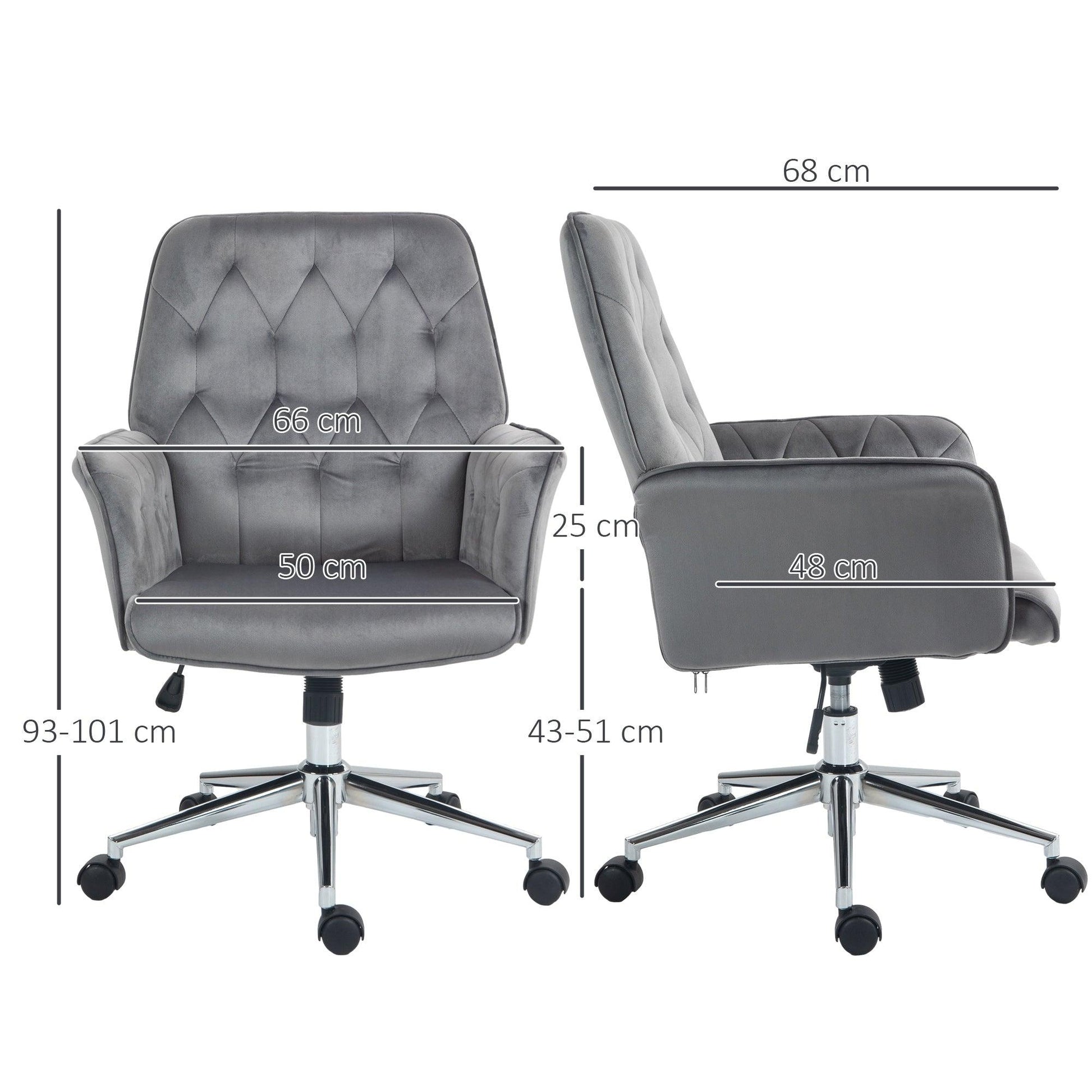 Vinsetto Linen Computer Chair with Armrest, Modern Swivel Chair with Adjustable Height, Dark Grey - ALL4U RETAILER LTD