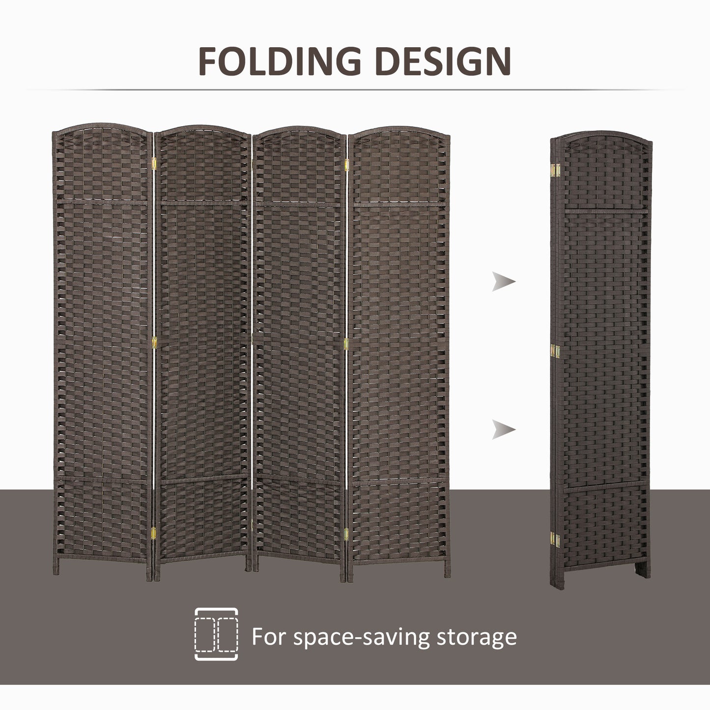 HOMCOM 4 Panel Folding Room Divider Freestanding Privacy Screen 160 x 170cm Brown