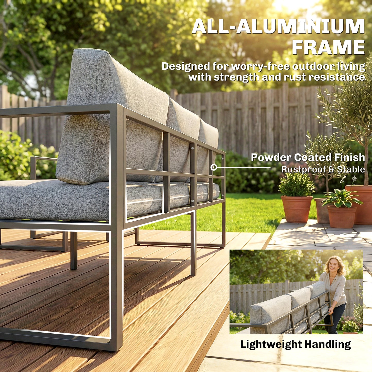 Outsunny 4 Piece Outdoor Patio Garden Furniture Set With 3 Seater Sofa Armchairs And Coffee Table