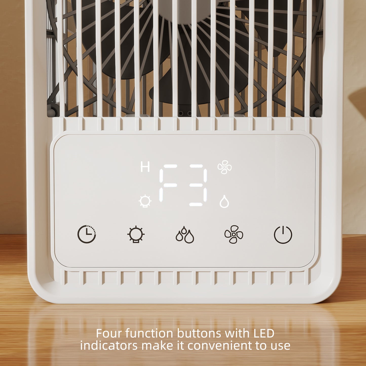 HOMCOM Portable Air Conditioner 4 In 1 Mini Cooler With 3 Wind Speeds 2 Mist Modes And 7 Colour RGB Light White