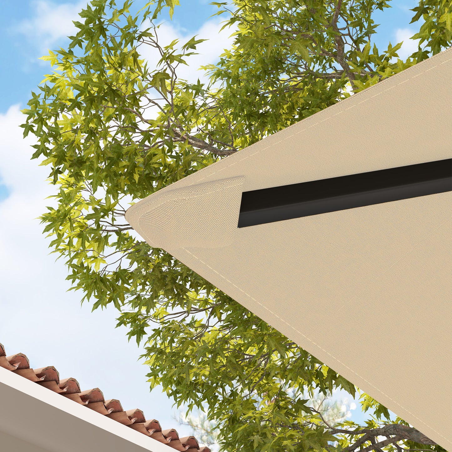 Outsunny 3x3m Gazebo Replacement Canopy Top Beige With Drain Holes UPF30 Water Resistant PVC Coating Top Cover Only