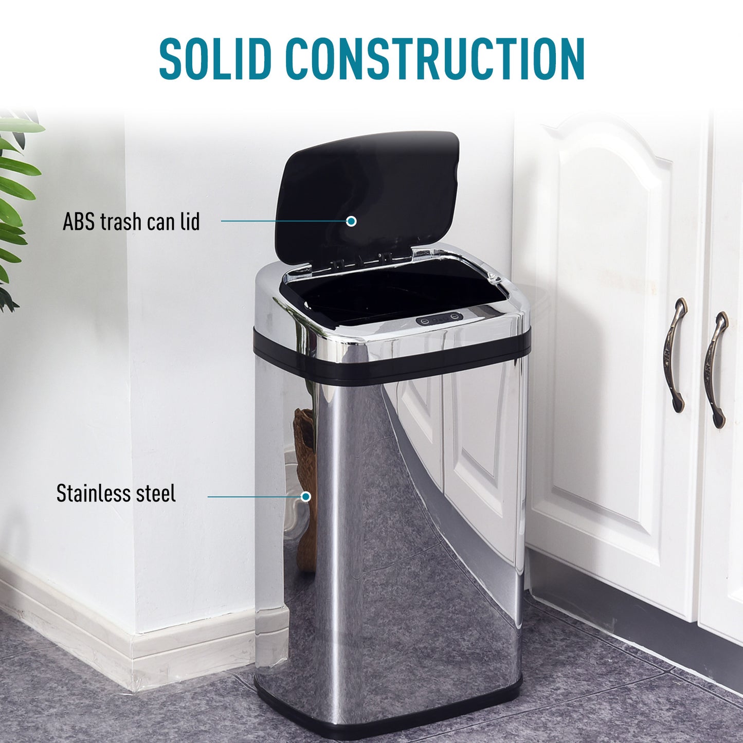 HOMCOM 30L Silver Stainless Steel Motion Sensor Trash Bin - ALL4U RETAILER LTD